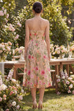 Strapless A Line Blush Floral Wedding Guest Dress