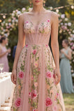 Blush Corset Floral V-Neck Midi Wedding Guest Dress