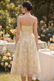 Light Yellow Floral Corset Wedding Guest Dress