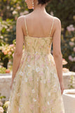 Light Yellow Floral Corset Wedding Guest Dress