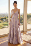 Jacquard Dusty Lilac Spaghetti Straps Wedding Guest Dress