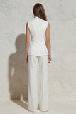White Sleeveless Notched Lapel 2 Piece Women's Suit