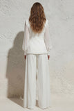Stylish Notched Lapel White 2 Piece Women's Suit