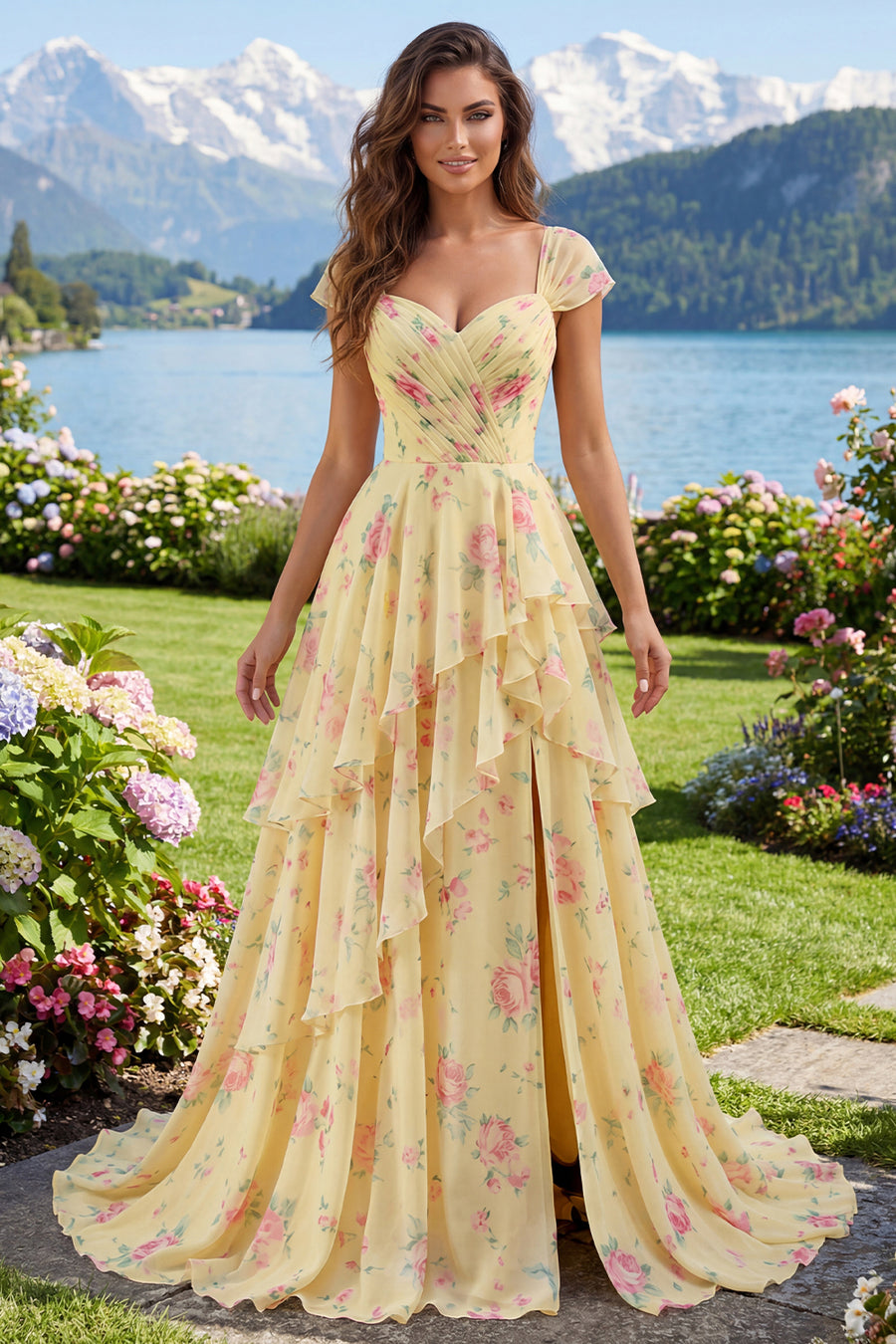 sachin and babi light blue dress Yellow Spaghetti Straps Sheath Long Prom Dresses With Floral Embroider   VOS LEE
