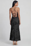 Sage Green Mermaid Floral Wedding Guest Dress with Lace-up Back