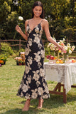 Sage Green Mermaid Floral Wedding Guest Dress with Lace-up Back