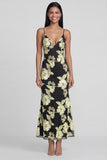 Sage Green Mermaid Floral Wedding Guest Dress with Lace-up Back