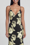 Sage Green Mermaid Floral Wedding Guest Dress with Lace-up Back