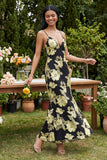 Sage Green Mermaid Floral Wedding Guest Dress with Lace-up Back