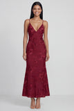 Sage Green Mermaid Floral Wedding Guest Dress with Lace-up Back