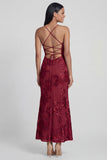 Sage Green Mermaid Floral Wedding Guest Dress with Lace-up Back