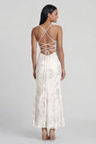 Sage Green Mermaid Floral Wedding Guest Dress with Lace-up Back