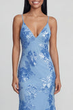 Sage Green Mermaid Floral Wedding Guest Dress with Lace-up Back