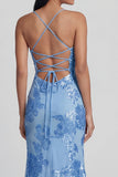 Sage Green Mermaid Floral Wedding Guest Dress with Lace-up Back