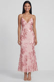 Sage Green Mermaid Floral Wedding Guest Dress with Lace-up Back