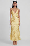 Sage Green Mermaid Floral Wedding Guest Dress with Lace-up Back