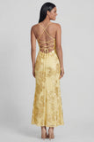 Sage Green Mermaid Floral Wedding Guest Dress with Lace-up Back
