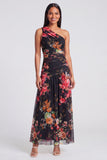 One Shoulder Ivory Floral Wedding Guest Dress