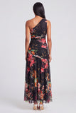 One Shoulder Ivory Floral Wedding Guest Dress
