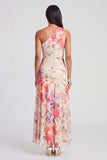 One Shoulder Ivory Floral Wedding Guest Dress