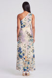 One Shoulder Ivory Floral Wedding Guest Dress