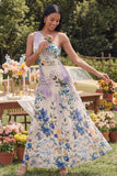One Shoulder Ivory Floral Wedding Guest Dress