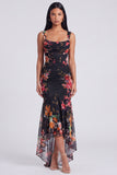 Mermaid Ivory Floral Corset High-Low Wedding Guest Dress