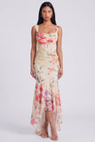 Mermaid Ivory Floral Corset High-Low Wedding Guest Dress