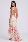 Mermaid Ivory Floral Corset High-Low Wedding Guest Dress