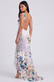 Mermaid Ivory Floral Corset High-Low Wedding Guest Dress