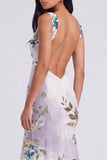 Mermaid Ivory Floral Corset High-Low Wedding Guest Dress