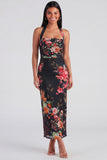 Champagne Halter Floral Wedding Guest Dress