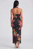 Champagne Halter Floral Wedding Guest Dress