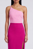 Sheath Colour-Block Pink and Fuchsia Formal Dress with Slit