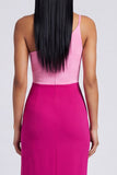 Sheath Colour-Block Pink and Fuchsia Formal Dress with Slit