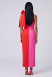 Fuchsia and Red Sheath Formal Dress with Slit