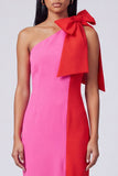 Fuchsia and Red Sheath Formal Dress with Slit
