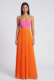 Sweetheart Pink and Orange Cut Out Pleated A Line Formal Dress
