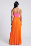 Sweetheart Pink and Orange Cut Out Pleated A Line Formal Dress