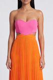Sweetheart Pink and Orange Cut Out Pleated A Line Formal Dress