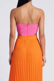 Sweetheart Pink and Orange Cut Out Pleated A Line Formal Dress