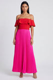 Off the Shoulder Pleated Fuchsia and Red Formal Dress