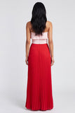 Pink and Red Ruffled Off the Shoulder Pleated Long Formal Dress
