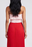 Pink and Red Ruffled Off the Shoulder Pleated Long Formal Dress