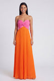 Colour-Block Pink and Orange Sweetheart Formal Dress