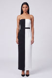 Black and White Sheath Strapless Formal Dress