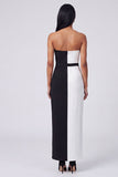 Black and White Sheath Strapless Formal Dress