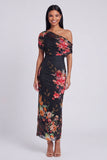 One Shoulder Sheath Ivory Floral Wedding Guest Dress