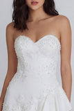 Sweetheart Ivory A Line Ruffled Beaded Floral Graduation Dress