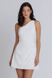 Ivory A Line One Shoulder Mini Graduation Dress